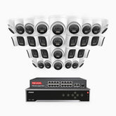 H800 - 4K 32 Channel PoE Security System with 14 Bullet & 18 Turret Cameras, Human & Vehicle Detection, Color & IR Night Vision, Built-in Mic, RTSP Supported, 16-Port PoE Switch Included